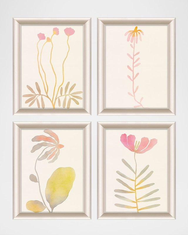 "Soft Bloom" Framed Giclees by Aurora Bell, Set of 4
